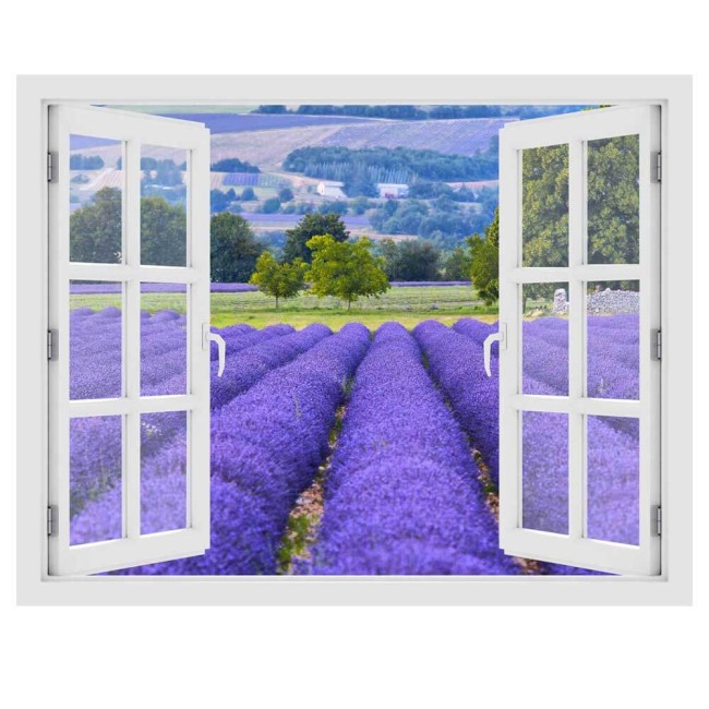 Levendulamező - 3D hatású ablakos matrica