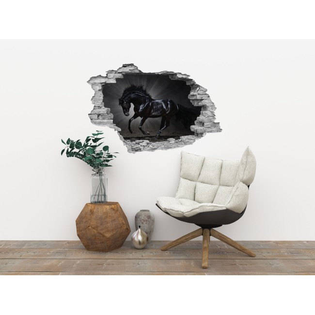 Fekete ló - 3D hatású matrica