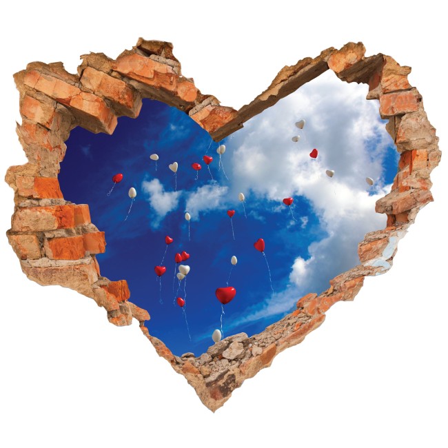 Szív alakú lufik - 3D hatású matrica