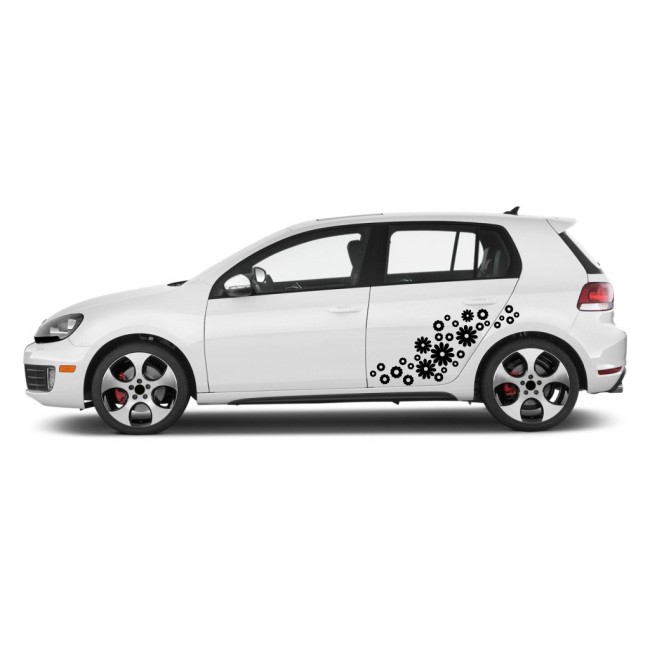 Autós matrica - Pörgő virágok