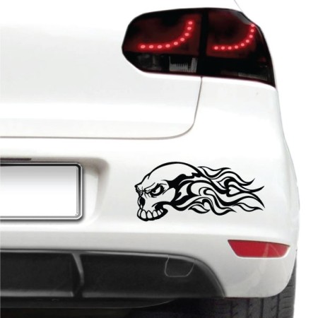 Autós matrica - Lángoló koponya