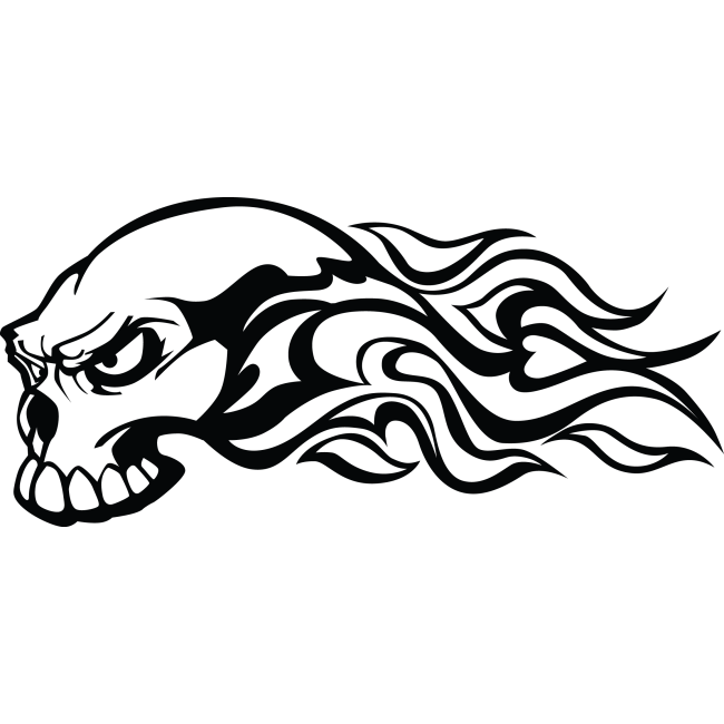 Autós matrica - Lángoló koponya