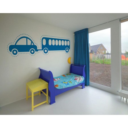 Kisautó utánfutóval - Falmatrica / Faltetoválás