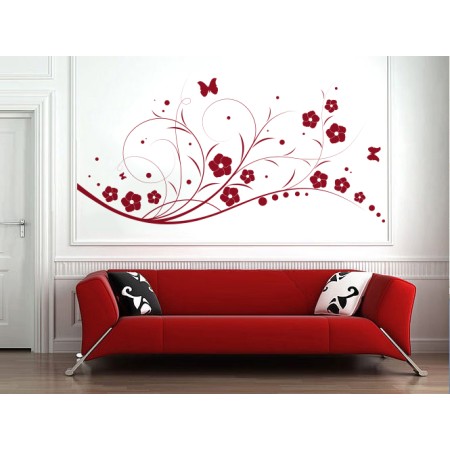 Virágok és pillangók - Falmatrica / Faltetoválás
