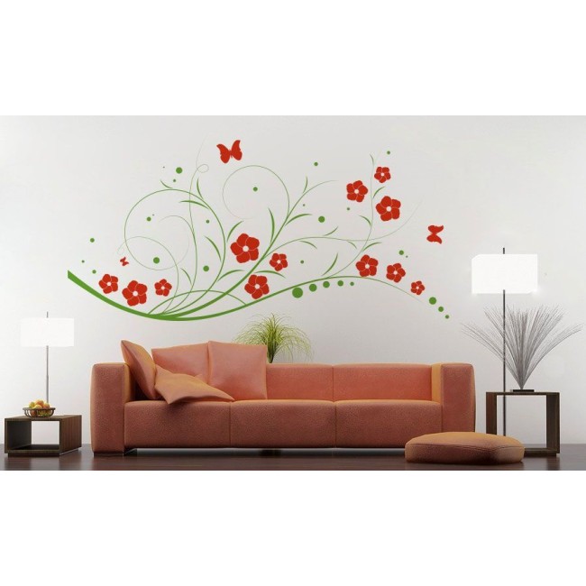 Virágok és pillangók - MultiColor - Falmatrica / Faltetoválás