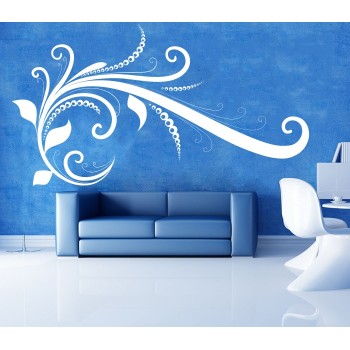 Absztrakt levelek és virágszár - Falmatrica / Faltetoválás