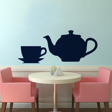 Teáskanna és csésze - Falmatrica / Faltetoválás
