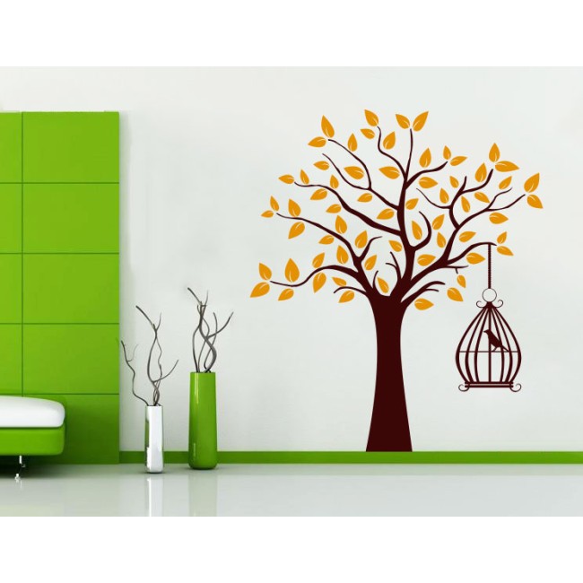 Madárka a kalitkában - MultiColor - Falmatrica / Faltetoválás