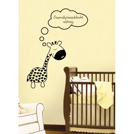 Boldog zsiráf (szöveggel) - Falmatrica / Faltetoválás