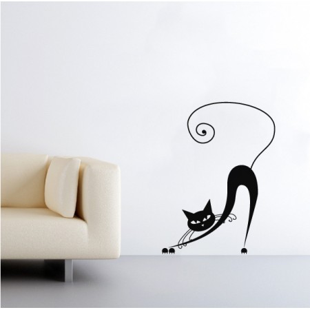 Nyújtózó cica - Falmatrica / Faltetoválás