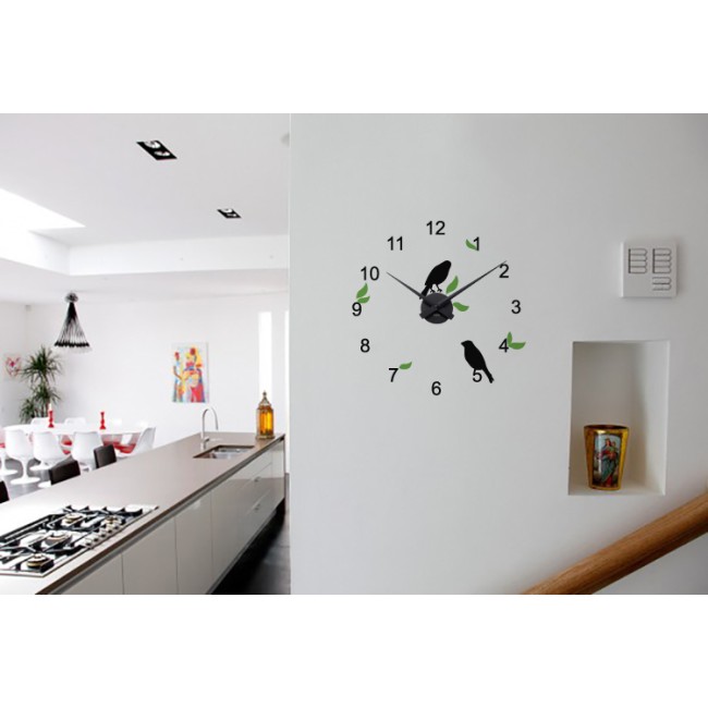 Tavaszi rigók + falióra (Multicolor) - Falmatrica / Faltetoválás