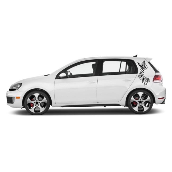 Autós matrica - Orchidea és pillangó