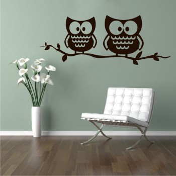 Baglyok az ágon - Falmatrica / Faltetoválás