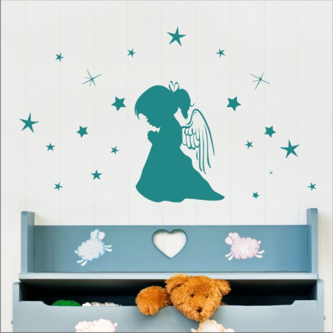 Az angyalka és a csillagok - Falmatrica / Faltetoválás -