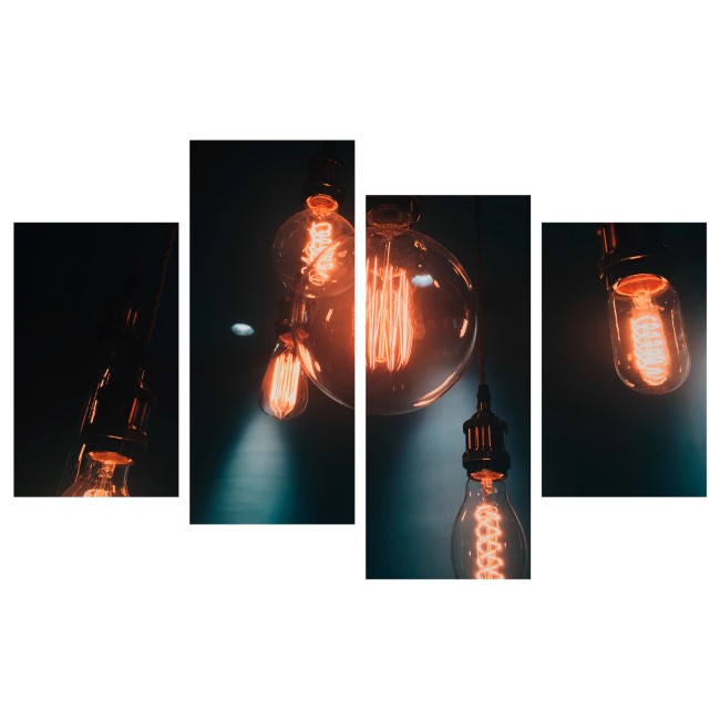 Többrészes vászonkép - Égő izzók