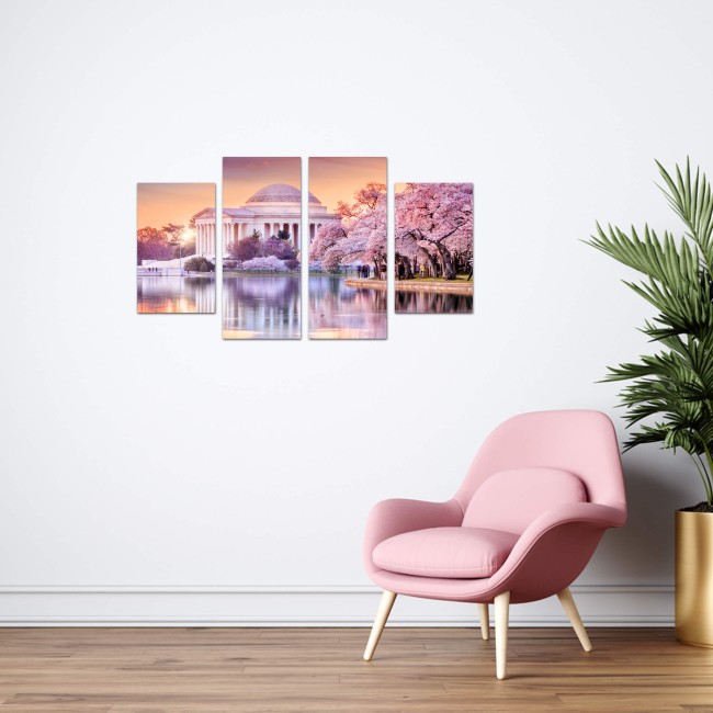 Többrészes vászonkép - Táj rózsaszínben