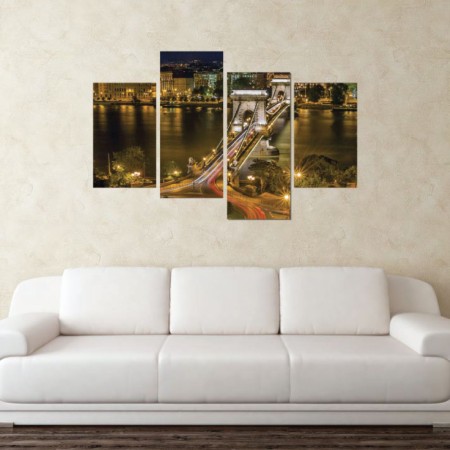 Többrészes vászonkép - Lánchíd éjszaka