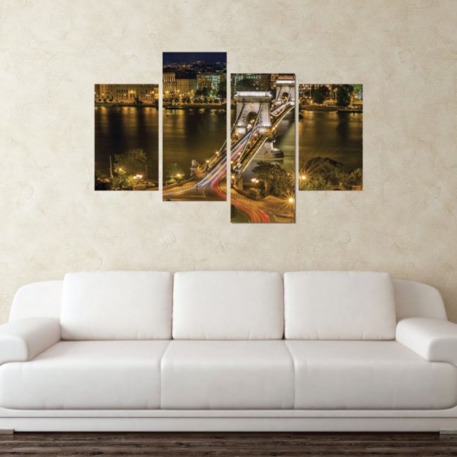 Többrészes vászonkép - Lánchíd éjszaka