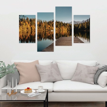 Többrészes vászonkép - Ősz a tónál