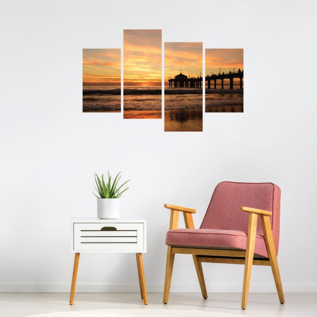 Többrészes vászonkép - Naplemente a tengerparton