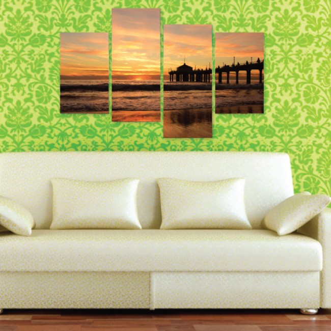 Többrészes vászonkép - Naplemente a tengerparton