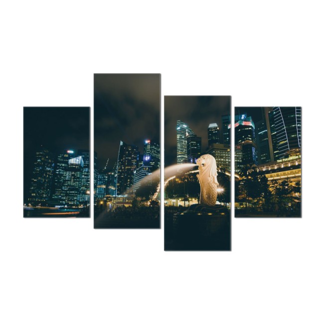 Többrészes vászonkép - Felhőkarcolók éjszaka