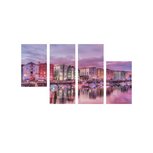 Többrészes vászonkép - Rózsaszín naplemente