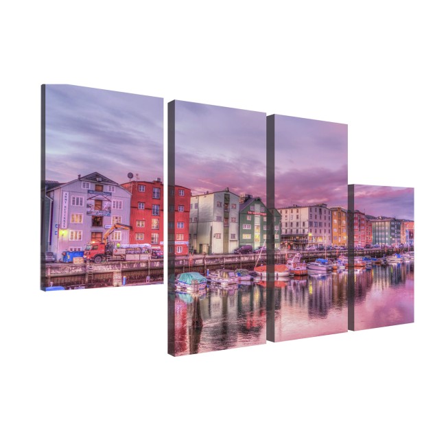 Többrészes vászonkép - Rózsaszín naplemente