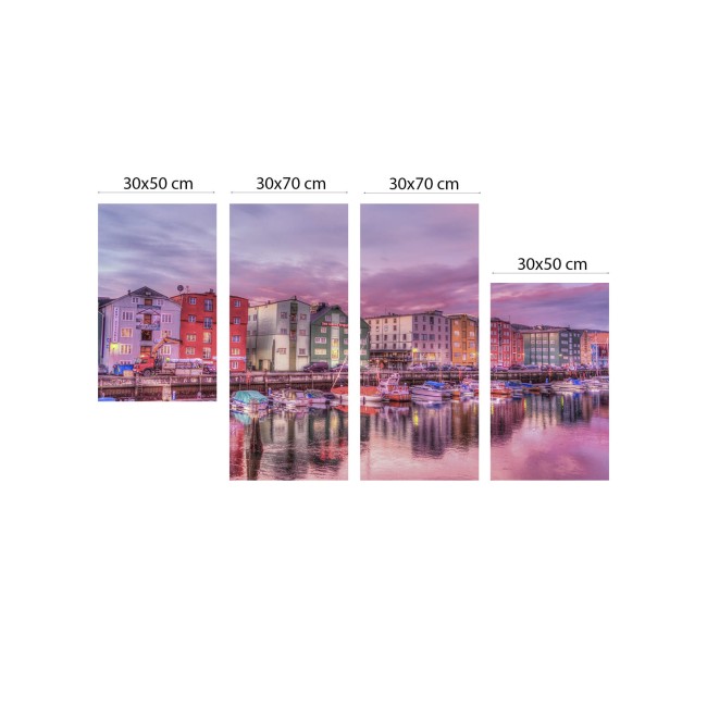 Többrészes vászonkép - Rózsaszín naplemente