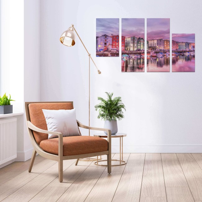 Többrészes vászonkép - Rózsaszín naplemente