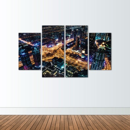 Többrészes vászonkép - Autópálya fényei