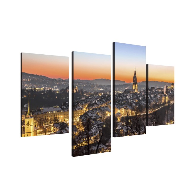 Többrészes vászonkép - Bázel város fényei