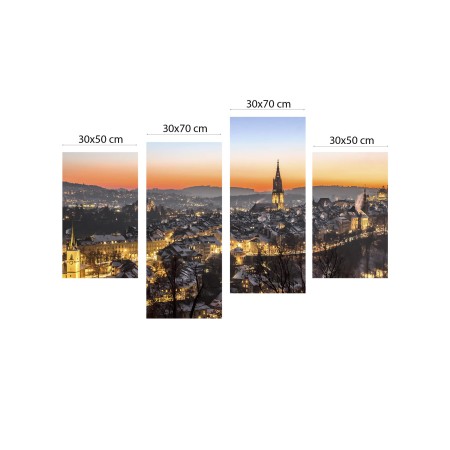 Többrészes vászonkép - Bázel város fényei