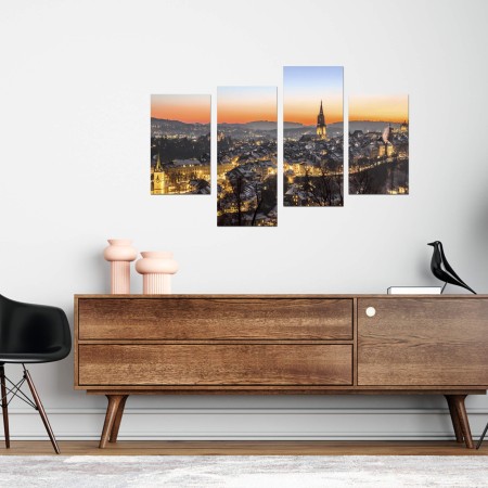 Többrészes vászonkép - Bázel város fényei