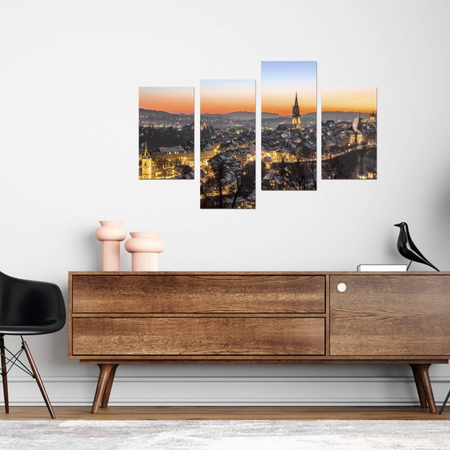 Többrészes vászonkép - Bázel város fényei