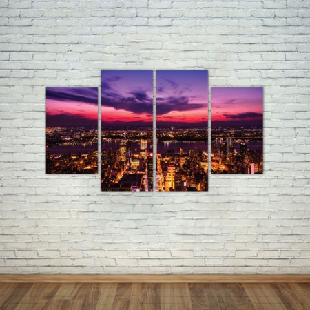 Többrészes vászonkép - Lila felhők a város felett