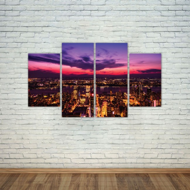 Többrészes vászonkép - Lila felhők a város felett
