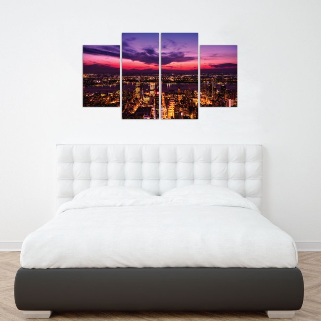 Többrészes vászonkép - Lila felhők a város felett