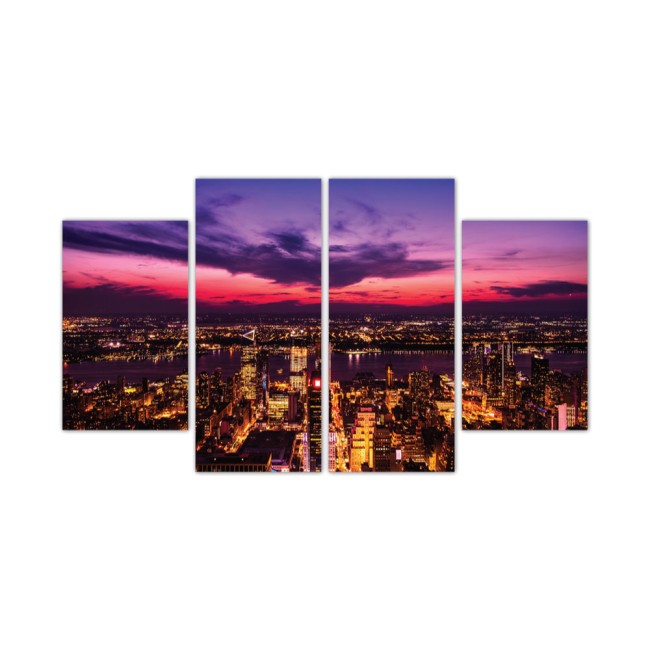 Többrészes vászonkép - Lila felhők a város felett