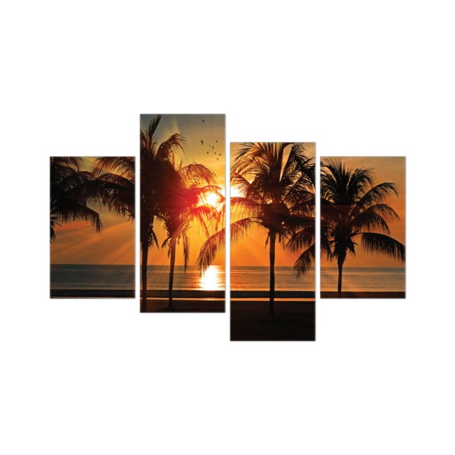 Többrészes vászonkép - Pálmafák a naplementében