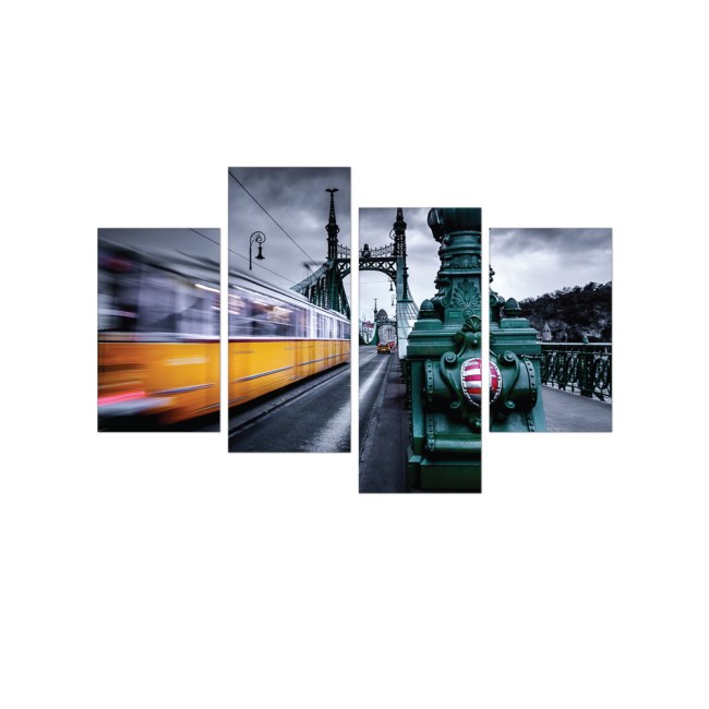 Többrészes vászonkép - Sárga villamos