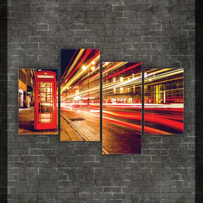 Többrészes vászonkép - Piros telefonfülke