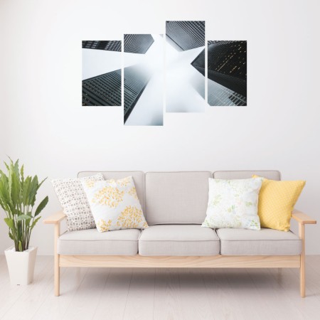 Többrészes vászonkép - Felhőkarcolók alulról