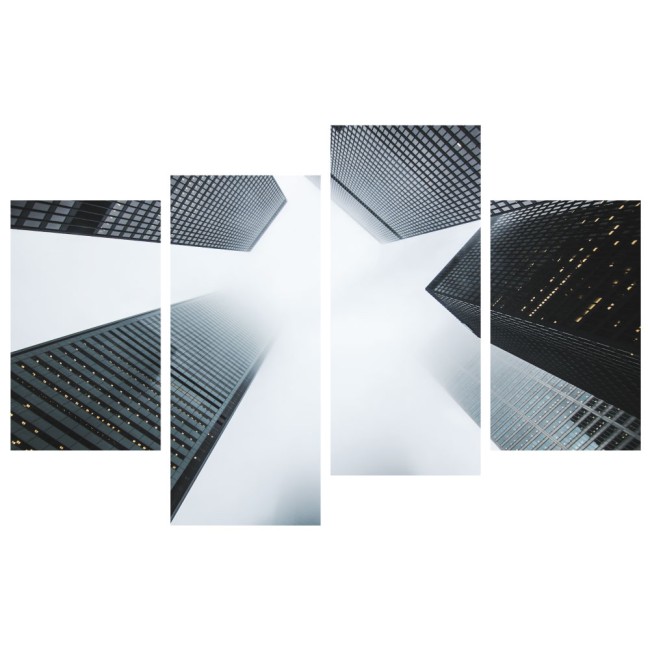 Többrészes vászonkép - Felhőkarcolók alulról