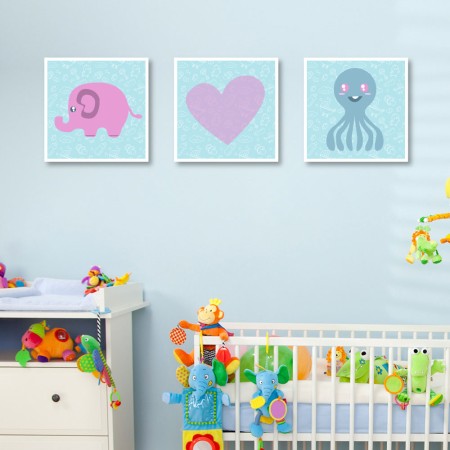 Többrészes vászonkép - Aranyos állatok kisfiúknak