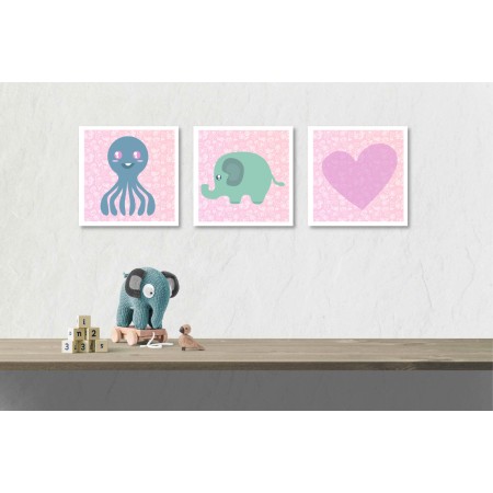 Többrészes vászonkép - Aranyos állatok kislányoknak