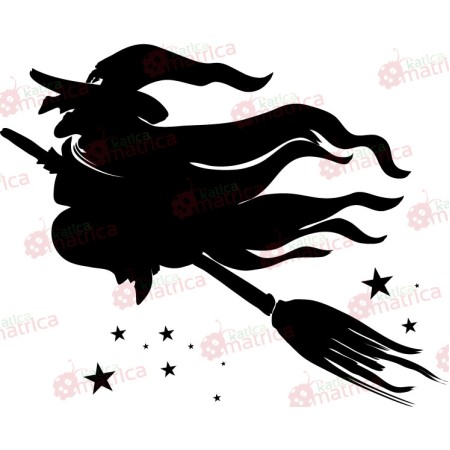 Boszorkány seprűvel - Falmatrica / Faltetoválás