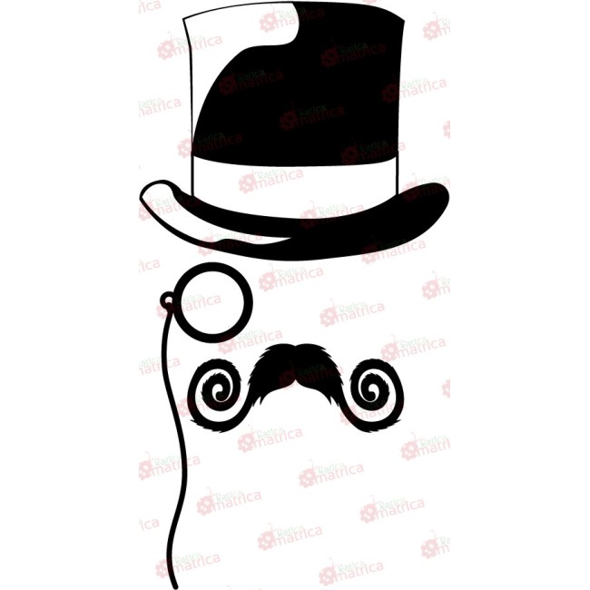 Cilinder és bajusz - Falmatrica / Faltetoválás