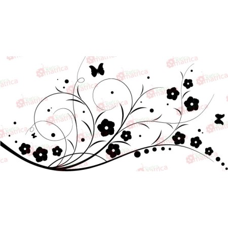 Virágok és pillangók - Falmatrica / Faltetoválás