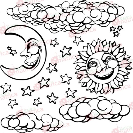 Hold és napocska - Falmatrica / Faltetoválás